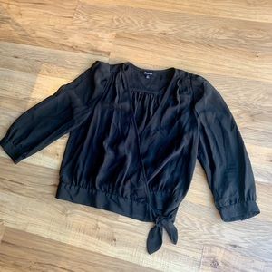 Madewell Satin Wrap Top w/ Quarter Sleeves